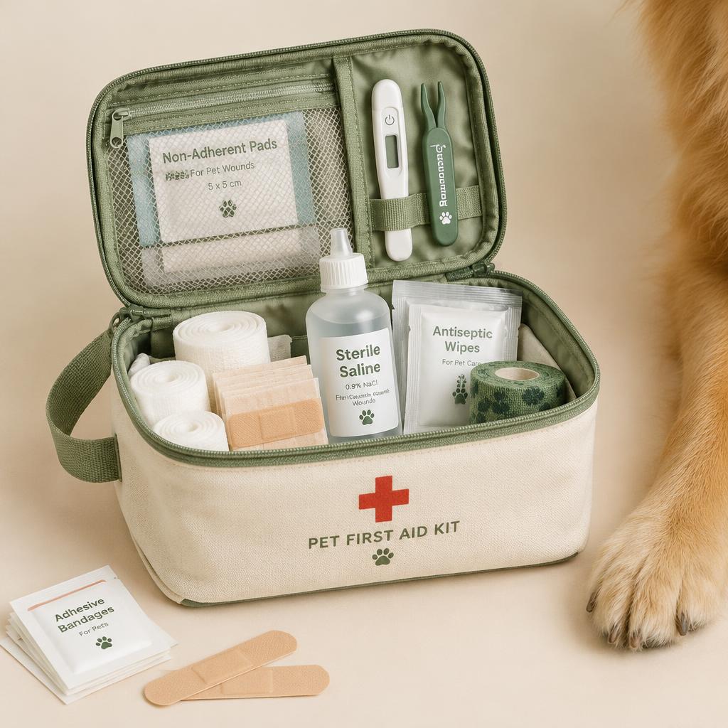 Open pet first aid kit